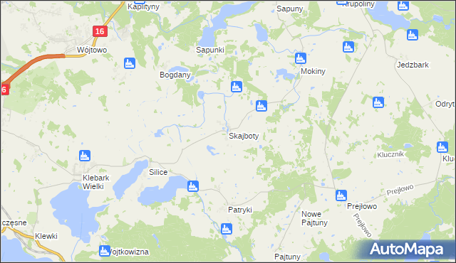 mapa Skajboty, Skajboty na mapie Targeo