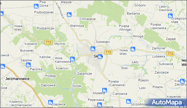 mapa Skała powiat krakowski, Skała powiat krakowski na mapie Targeo