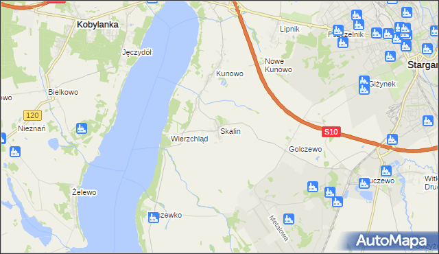 mapa Skalin gmina Stargard, Skalin gmina Stargard na mapie Targeo