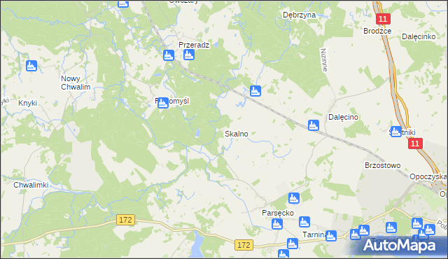 mapa Skalno gmina Szczecinek, Skalno gmina Szczecinek na mapie Targeo