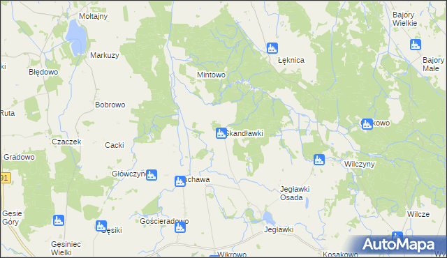 mapa Skandławki, Skandławki na mapie Targeo