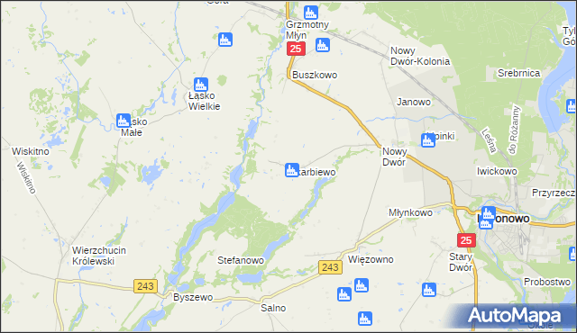 mapa Skarbiewo, Skarbiewo na mapie Targeo