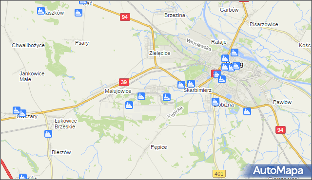 mapa Skarbimierz-Osiedle, Skarbimierz-Osiedle na mapie Targeo