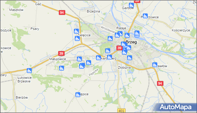 mapa Skarbimierz powiat brzeski, Skarbimierz powiat brzeski na mapie Targeo