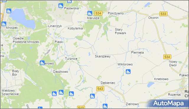 mapa Skarszewy gmina Grudziądz, Skarszewy gmina Grudziądz na mapie Targeo