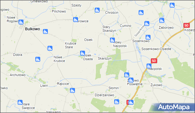 mapa Skarszyn gmina Naruszewo, Skarszyn gmina Naruszewo na mapie Targeo