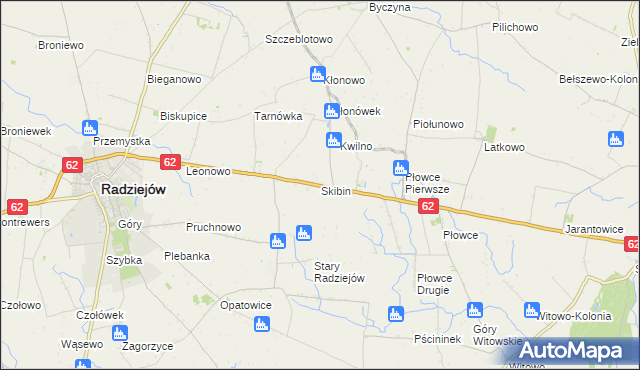 mapa Skibin gmina Radziejów, Skibin gmina Radziejów na mapie Targeo