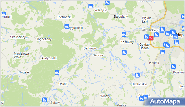 mapa Skocze gmina Gołdap, Skocze gmina Gołdap na mapie Targeo