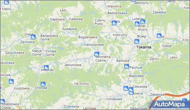 mapa Skomielna Czarna, Skomielna Czarna na mapie Targeo