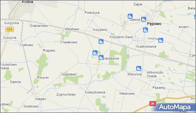 mapa Skoraszewice, Skoraszewice na mapie Targeo