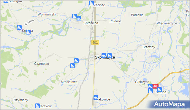 mapa Skoroszyce, Skoroszyce na mapie Targeo