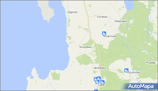 mapa Skoszewo gmina Wolin, Skoszewo gmina Wolin na mapie Targeo
