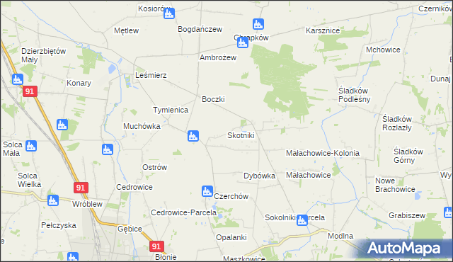 mapa Skotniki gmina Ozorków, Skotniki gmina Ozorków na mapie Targeo