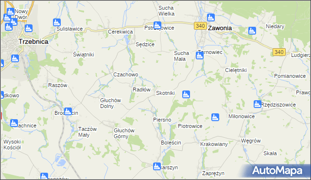 mapa Skotniki gmina Zawonia, Skotniki gmina Zawonia na mapie Targeo