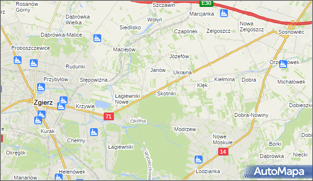 mapa Skotniki gmina Zgierz, Skotniki gmina Zgierz na mapie Targeo