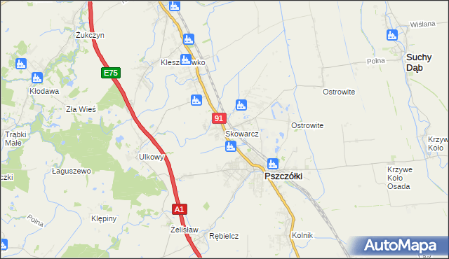 mapa Skowarcz, Skowarcz na mapie Targeo