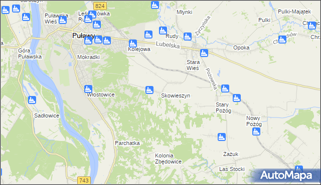 mapa Skowieszyn, Skowieszyn na mapie Targeo