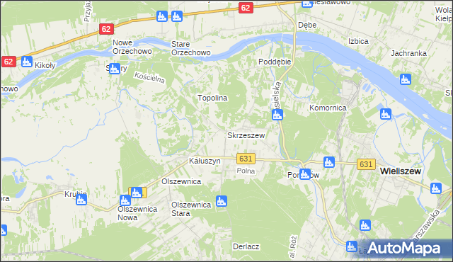 mapa Skrzeszew gmina Wieliszew, Skrzeszew gmina Wieliszew na mapie Targeo