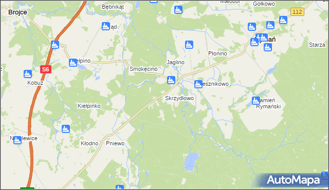 mapa Skrzydłowo gmina Rymań, Skrzydłowo gmina Rymań na mapie Targeo