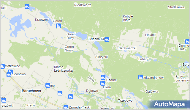 mapa Skrzynki gmina Baruchowo, Skrzynki gmina Baruchowo na mapie Targeo