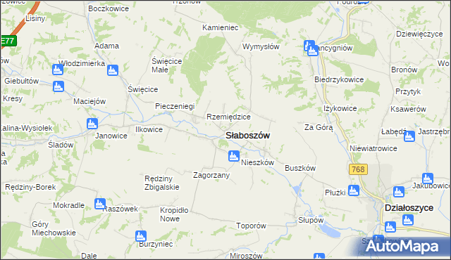 mapa Słaboszów, Słaboszów na mapie Targeo