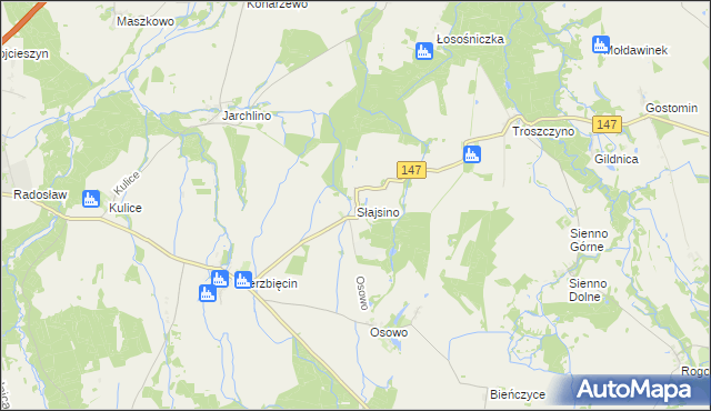 mapa Słajsino, Słajsino na mapie Targeo