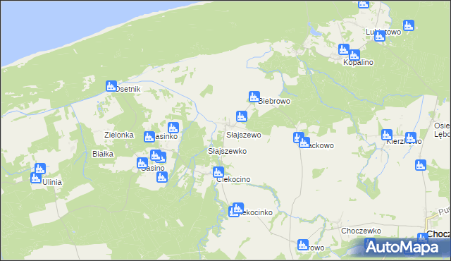 mapa Słajszewo, Słajszewo na mapie Targeo