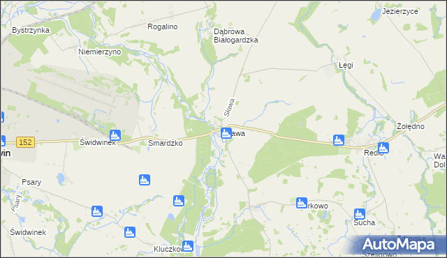 mapa Sława gmina Świdwin, Sława gmina Świdwin na mapie Targeo