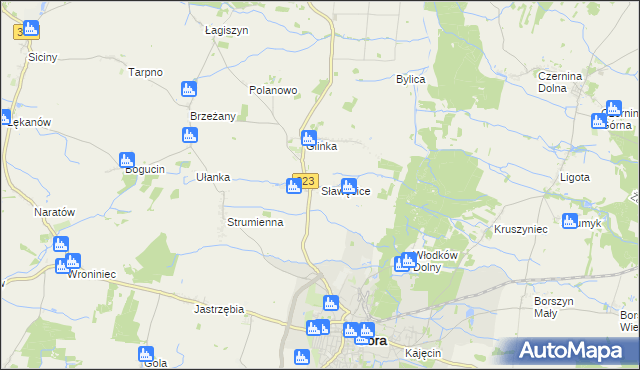mapa Sławęcice gmina Góra, Sławęcice gmina Góra na mapie Targeo