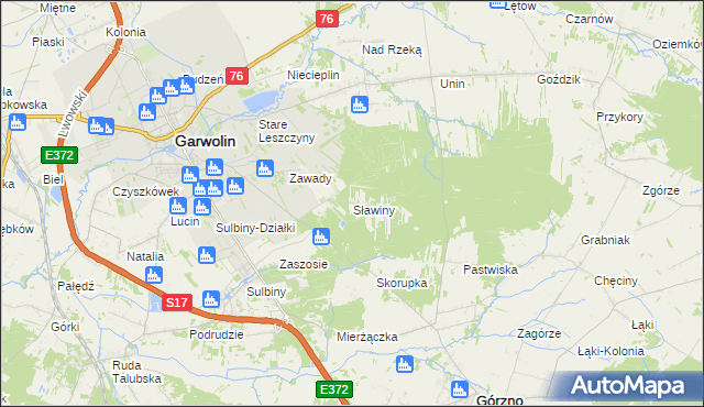 mapa Sławiny, Sławiny na mapie Targeo