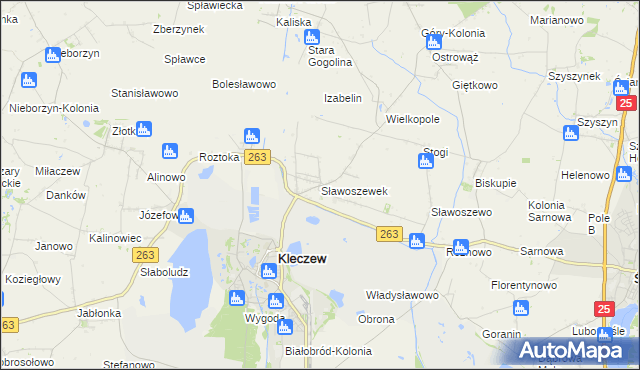 mapa Sławoszewek, Sławoszewek na mapie Targeo