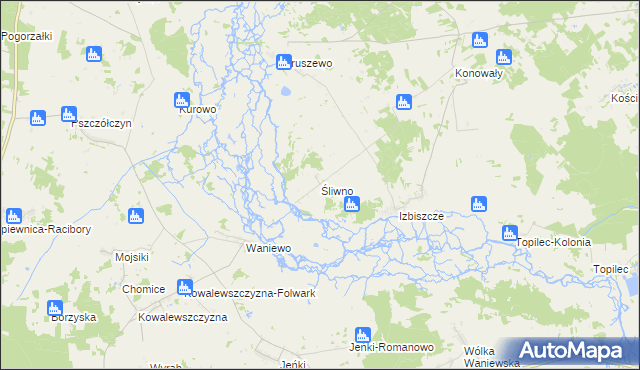 mapa Śliwno gmina Choroszcz, Śliwno gmina Choroszcz na mapie Targeo