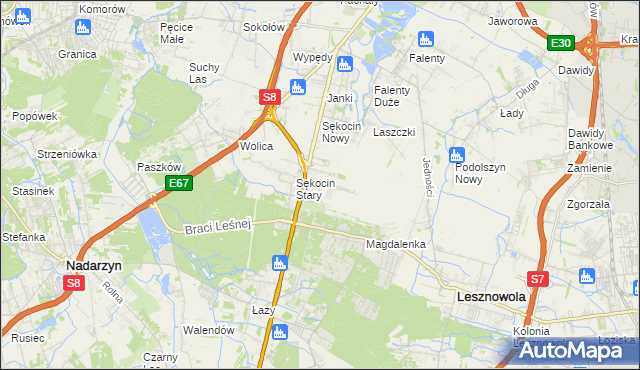 mapa Słomin gmina Raszyn, Słomin gmina Raszyn na mapie Targeo