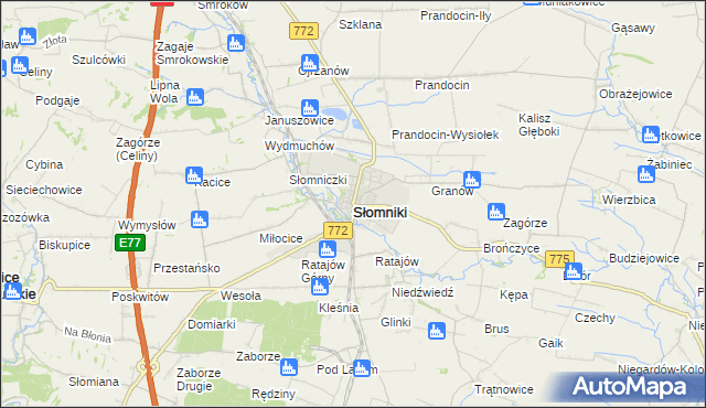 mapa Słomniki, Słomniki na mapie Targeo