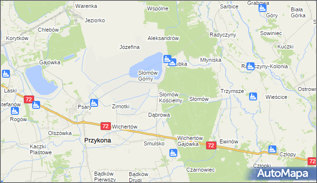 mapa Słomów Kościelny, Słomów Kościelny na mapie Targeo