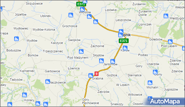 mapa Słoptów, Słoptów na mapie Targeo