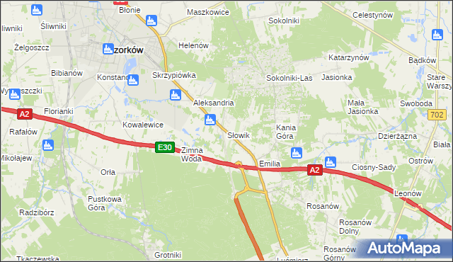 mapa Słowik gmina Zgierz, Słowik gmina Zgierz na mapie Targeo