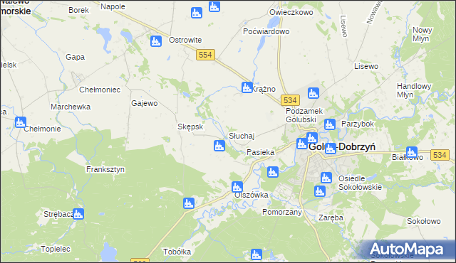 mapa Słuchaj, Słuchaj na mapie Targeo