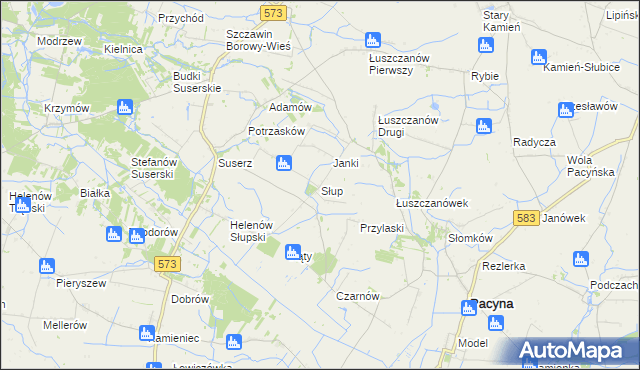 mapa Słup gmina Szczawin Kościelny, Słup gmina Szczawin Kościelny na mapie Targeo