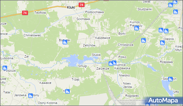 mapa Słupia gmina Kluki, Słupia gmina Kluki na mapie Targeo