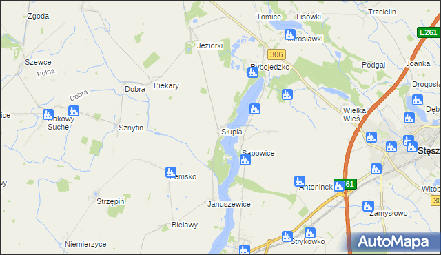 mapa Słupia gmina Stęszew, Słupia gmina Stęszew na mapie Targeo