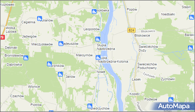 mapa Słupia Nadbrzeżna-Kolonia, Słupia Nadbrzeżna-Kolonia na mapie Targeo