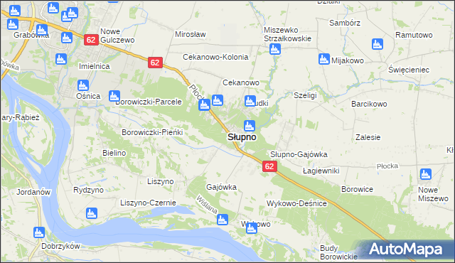 mapa Słupno powiat płocki, Słupno powiat płocki na mapie Targeo