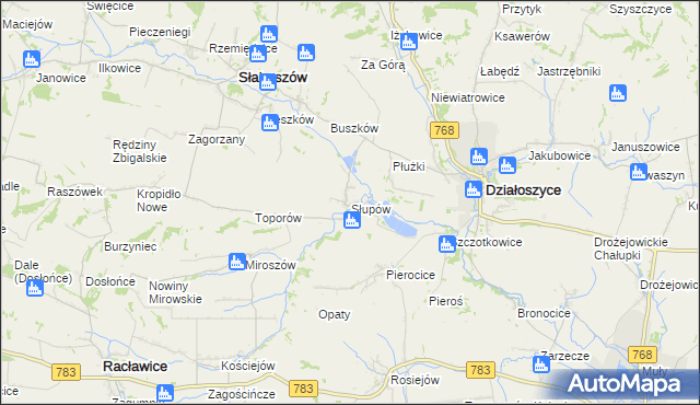 mapa Słupów, Słupów na mapie Targeo