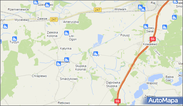 mapa Słupy gmina Szubin, Słupy gmina Szubin na mapie Targeo