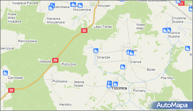 mapa Smardze, Smardze na mapie Targeo