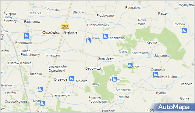 mapa Smardzew gmina Grabów, Smardzew gmina Grabów na mapie Targeo