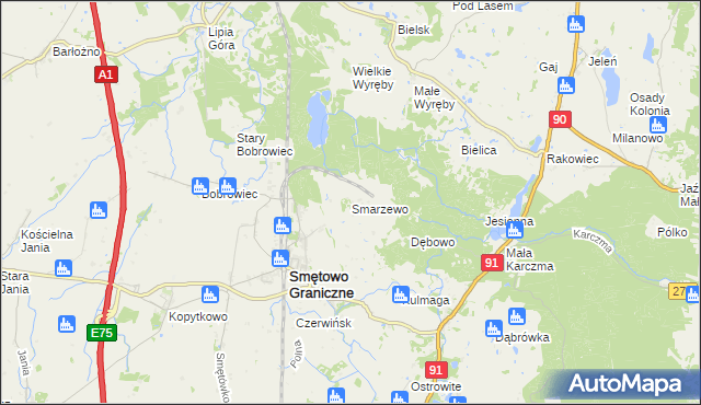 mapa Smarzewo, Smarzewo na mapie Targeo
