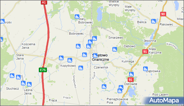 mapa Smętowo Graniczne, Smętowo Graniczne na mapie Targeo