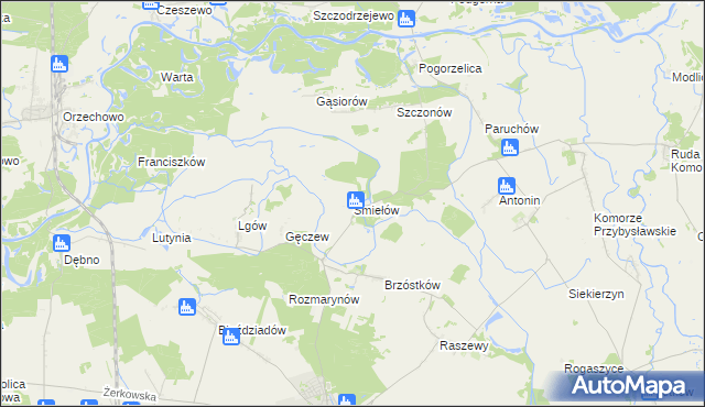 mapa Śmiełów, Śmiełów na mapie Targeo